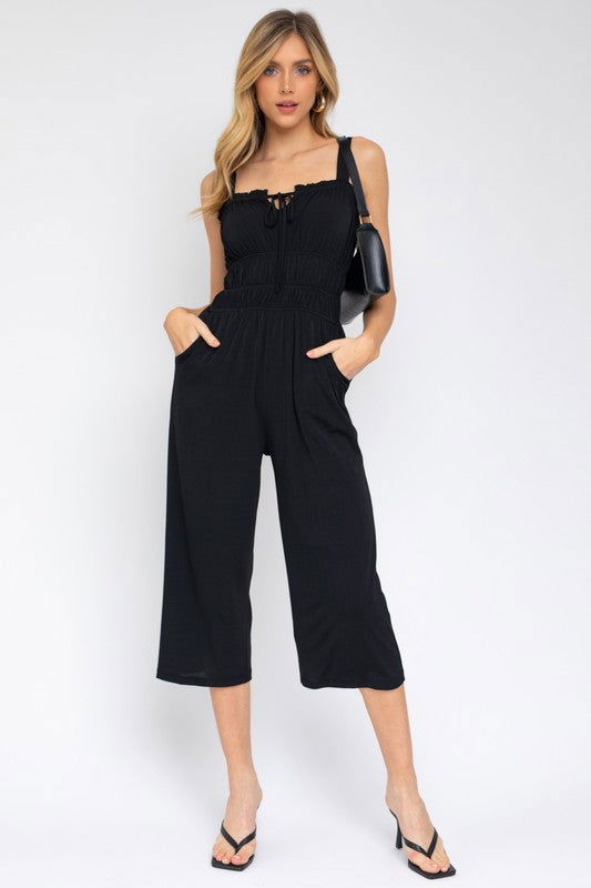 Sleeveless Drawstring Cropped Jumpsuit - Hassle Free Cart