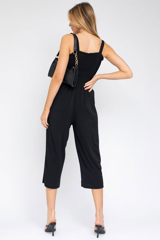 Sleeveless Drawstring Cropped Jumpsuit - Hassle Free Cart