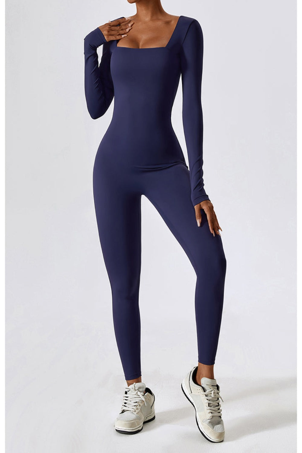 Square Neck Long Sleeve Sports Jumpsuit | Hassle Free Cart
