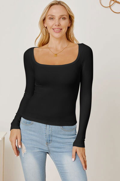 Square Neck Long Sleeve T-Shirt - Hassle Free Cart