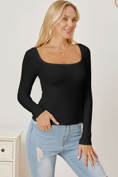 Square Neck Long Sleeve T-Shirt - Hassle Free Cart