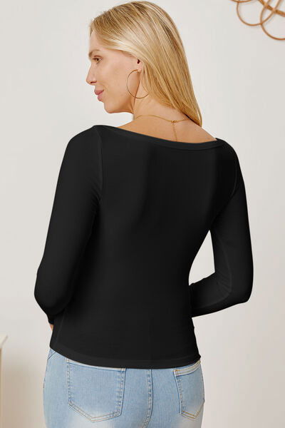 Square Neck Long Sleeve T-Shirt - Hassle Free Cart