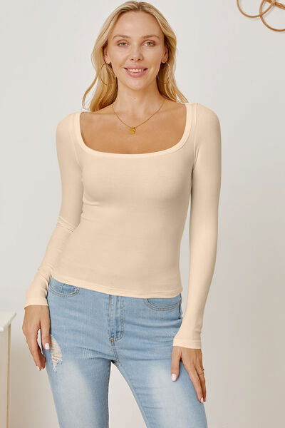 Square Neck Long Sleeve T-Shirt - Hassle Free Cart