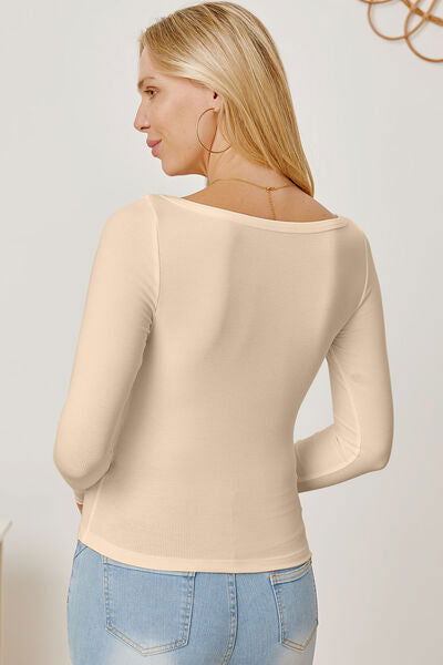 Square Neck Long Sleeve T-Shirt - Hassle Free Cart