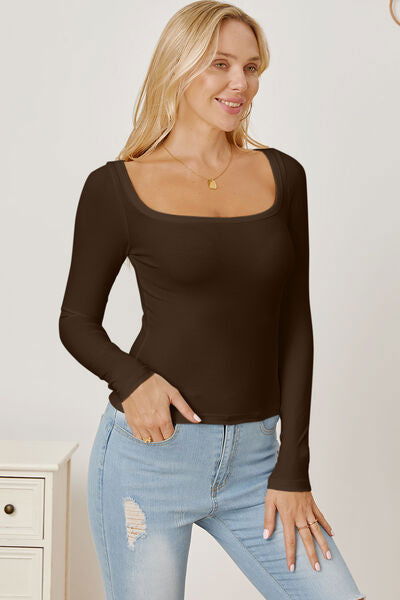 Square Neck Long Sleeve T-Shirt - Hassle Free Cart