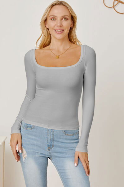 Square Neck Long Sleeve T-Shirt - Hassle Free Cart