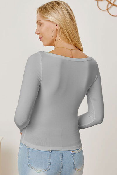 Square Neck Long Sleeve T-Shirt - Hassle Free Cart