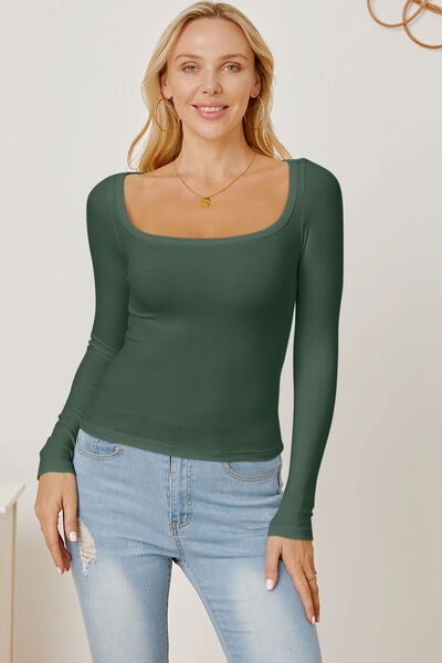 Square Neck Long Sleeve T-Shirt - Hassle Free Cart