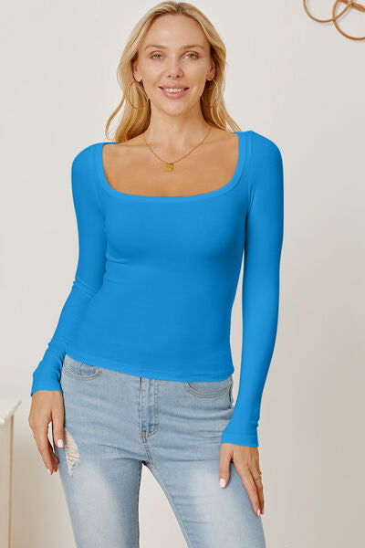 Square Neck Long Sleeve T-Shirt - Hassle Free Cart