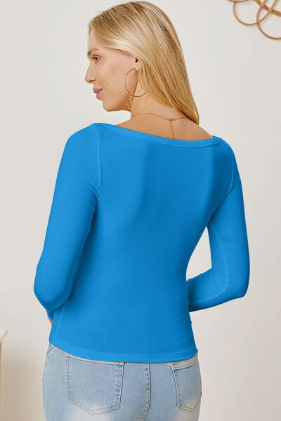 Square Neck Long Sleeve T-Shirt - Hassle Free Cart