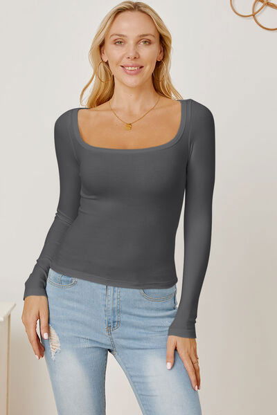 Square Neck Long Sleeve T-Shirt - Hassle Free Cart