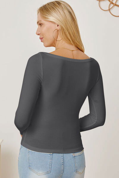 Square Neck Long Sleeve T-Shirt - Hassle Free Cart