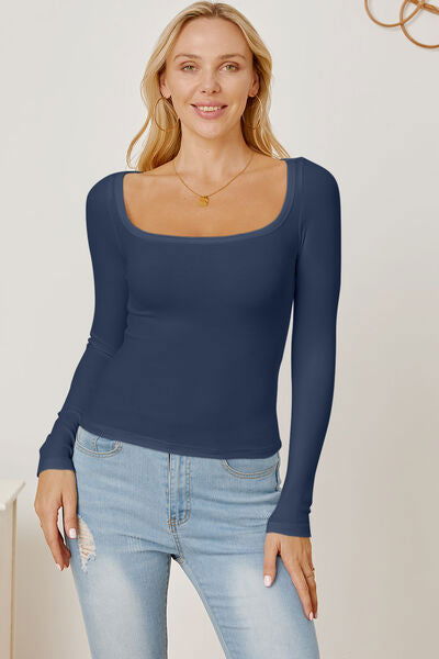 Square Neck Long Sleeve T-Shirt - Hassle Free Cart