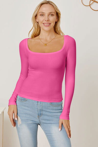 Square Neck Long Sleeve T-Shirt - Hassle Free Cart