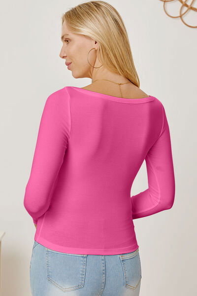 Square Neck Long Sleeve T-Shirt - Hassle Free Cart