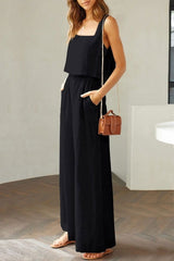 Square Neck Top and Wide Leg Pants Set - Hassle Free Cart