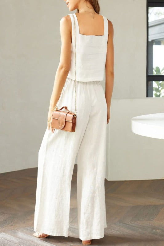 Square Neck Top and Wide Leg Pants Set - Hassle Free Cart