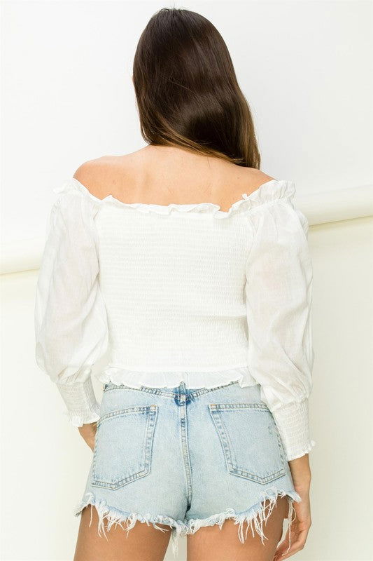 Sunny Day Smocked Off-the-Shoulder Top - Hassle Free Cart