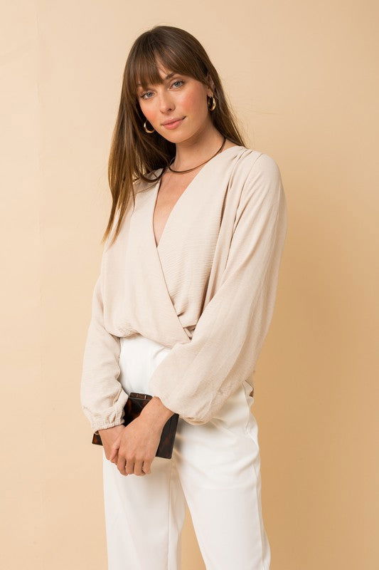 Surplice Shoulder Shirring Blouse Top - Hassle Free Cart