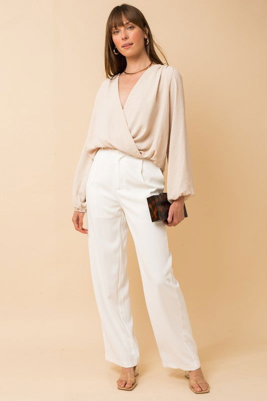 Surplice Shoulder Shirring Blouse Top - Hassle Free Cart