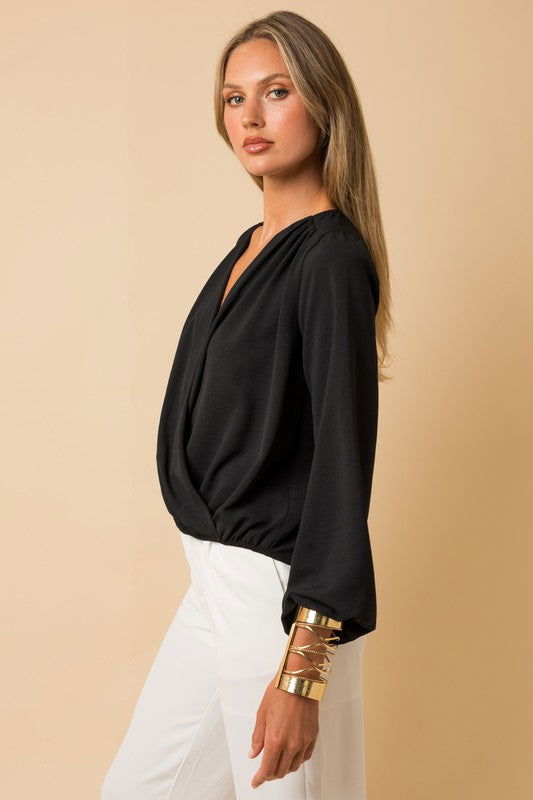 Surplice Shoulder Shirring Blouse Top - Hassle Free Cart