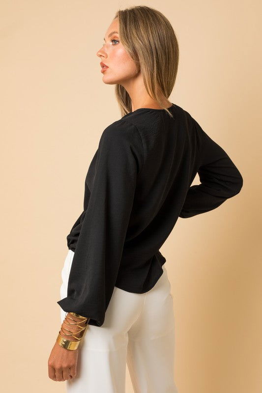 Surplice Shoulder Shirring Blouse Top - Hassle Free Cart