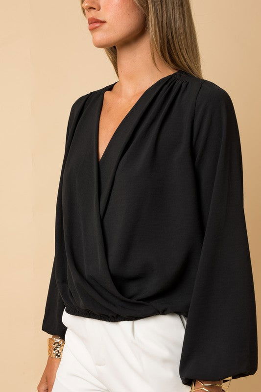 Surplice Shoulder Shirring Blouse Top - Hassle Free Cart