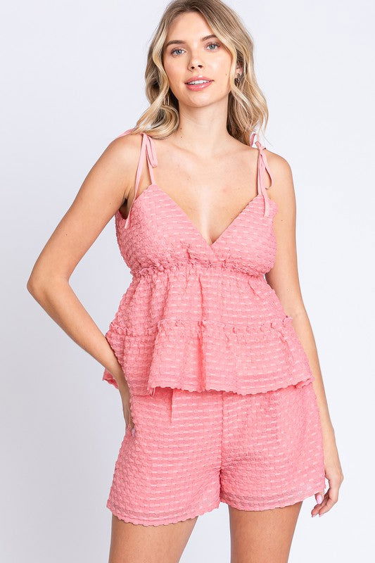 Textured Pink Bralette Cami Top - Hassle Free Cart