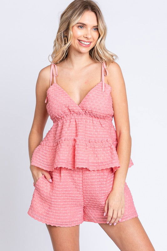 Textured Pink Bralette Cami Top - Hassle Free Cart