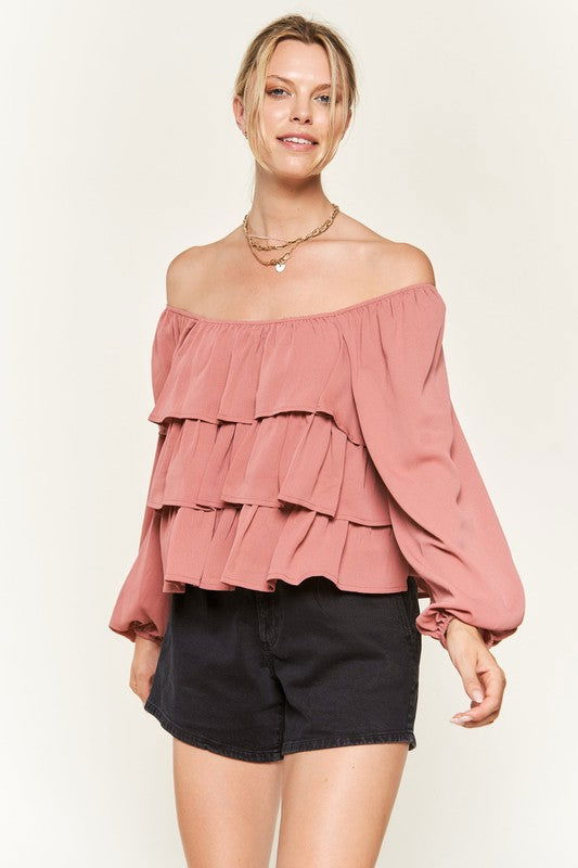 Tiered flounce designed Blouse - Hassle Free Cart