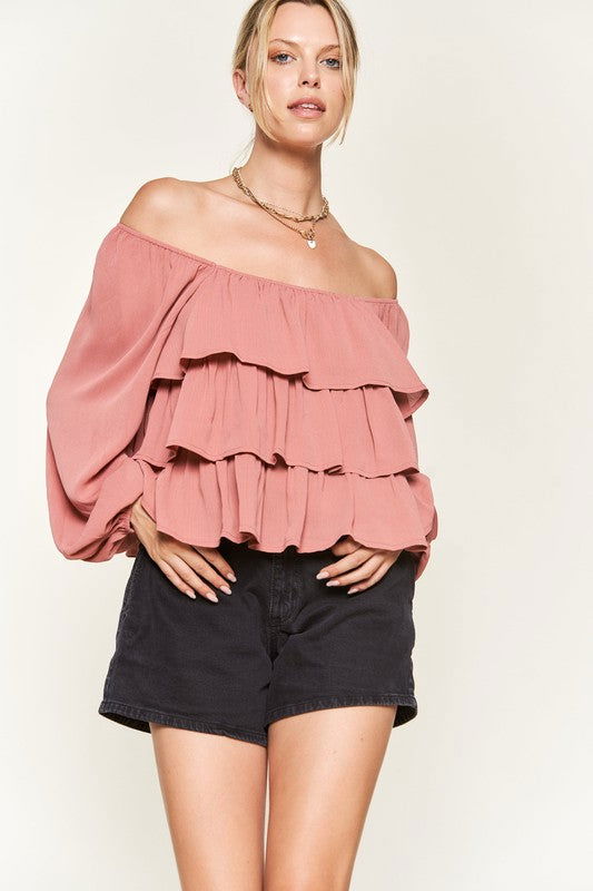 Tiered flounce designed Blouse - Hassle Free Cart