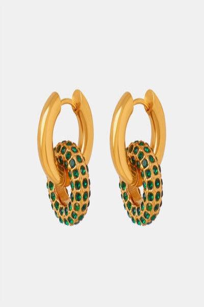 Titanium Steel Inlaid Zircon Double-Hoop Earrings | Hassle Free Cart