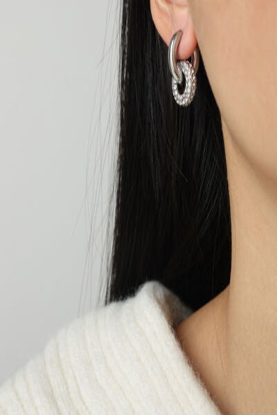 Titanium Steel Inlaid Zircon Double-Hoop Earrings | Hassle Free Cart