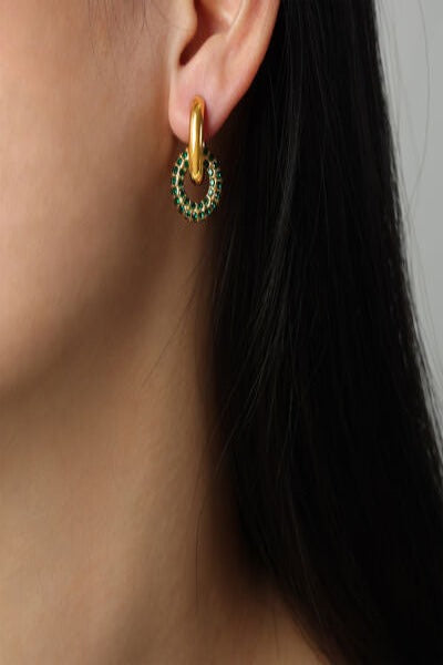 Titanium Steel Inlaid Zircon Double-Hoop Earrings | Hassle Free Cart