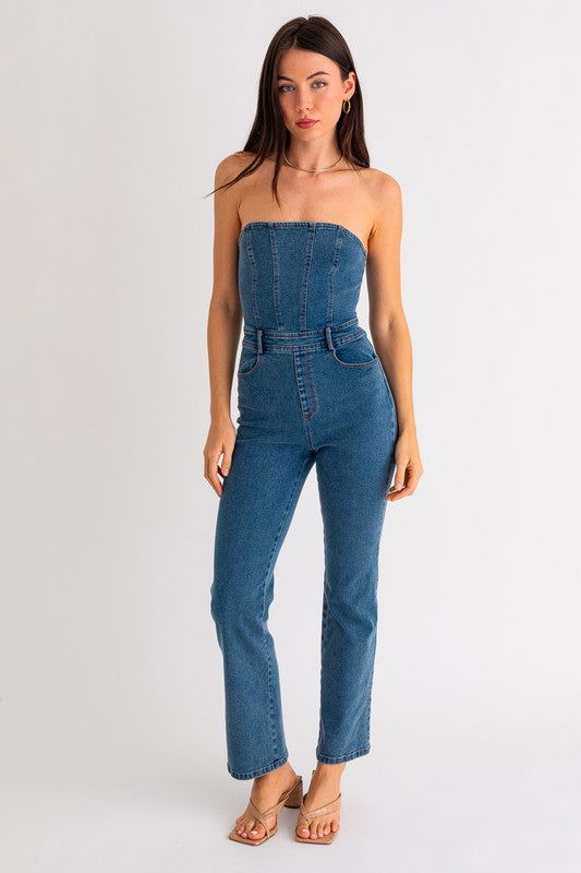 Tube Denim Jumpsuit - Hassle Free Cart