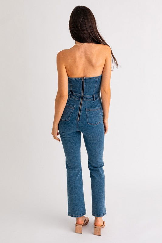 Tube Denim Jumpsuit - Hassle Free Cart