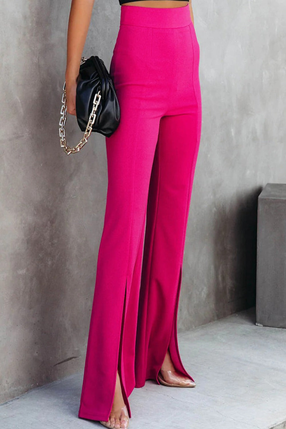 Women's Front Slit Flare Leg Pants | Hassle Free Cart