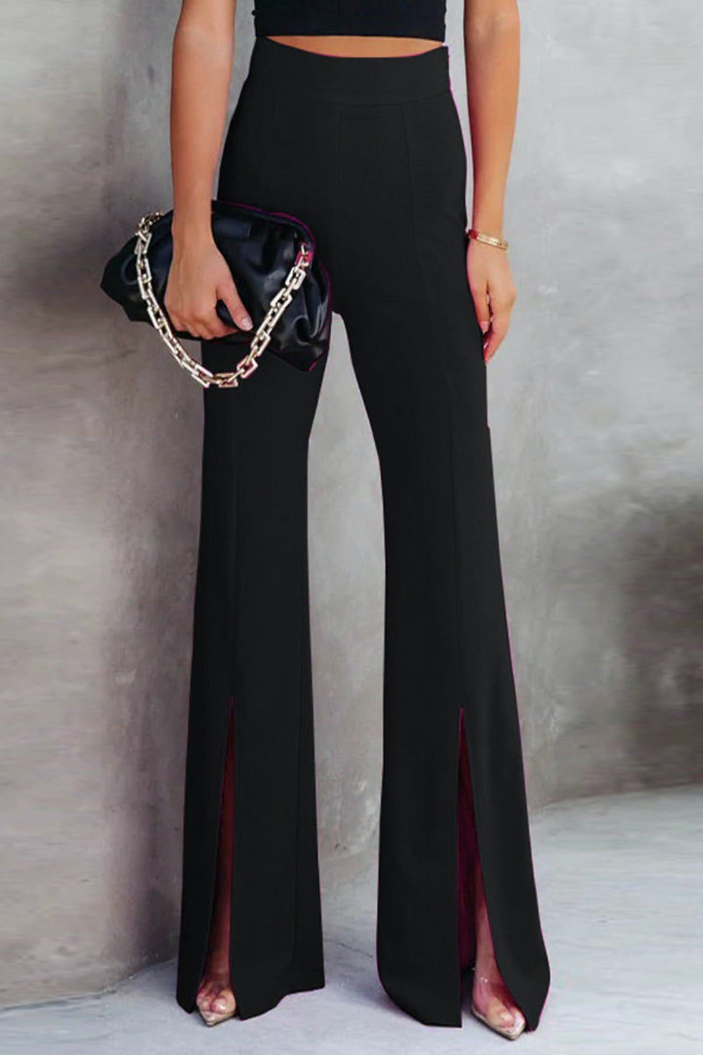 Women's Front Slit Flare Leg Pants | Hassle Free Cart