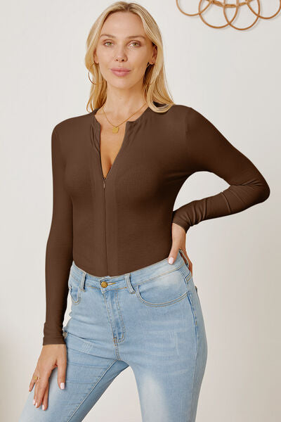 Zip Up Long Sleeve Bodysuit | Hassle Free Cart