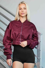 Zip-Up Ruched Cropped Jacket | Hassle Free Cart