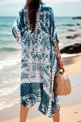 Printed Open Front Swimsuit Cover-Up