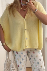 V-Neck Button Up Short Sleeve Cardigan