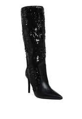 Sitarah Sequin Embellished Stiletto Long Boots