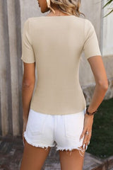 Round Neck Short Sleeve Knit Top