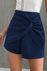 Blue Navy Twisted High Waist Shorts